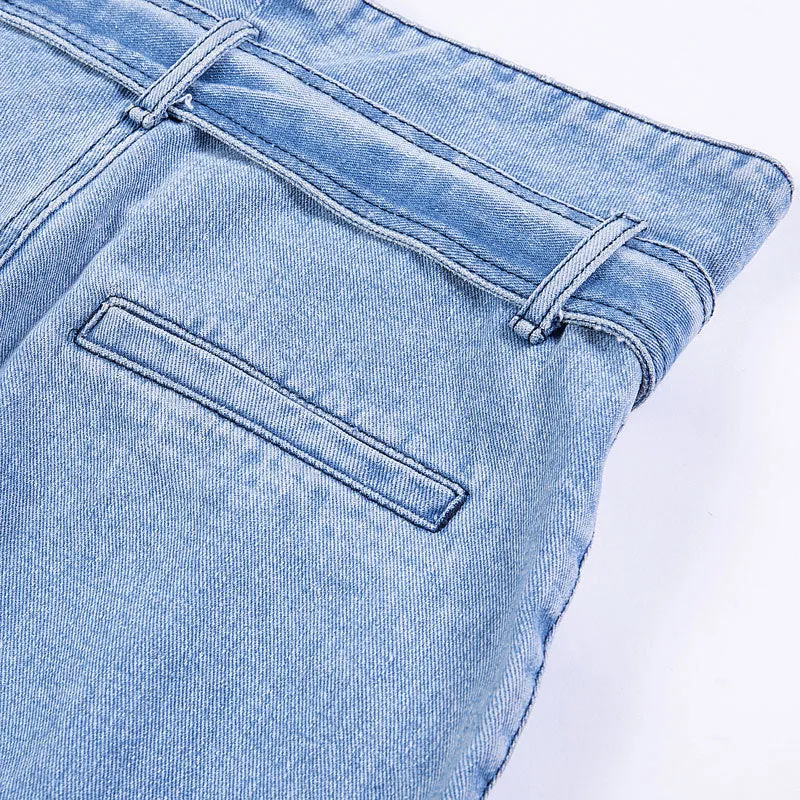 Street High Waist Jeans Female Autumn Flower Feet Pants