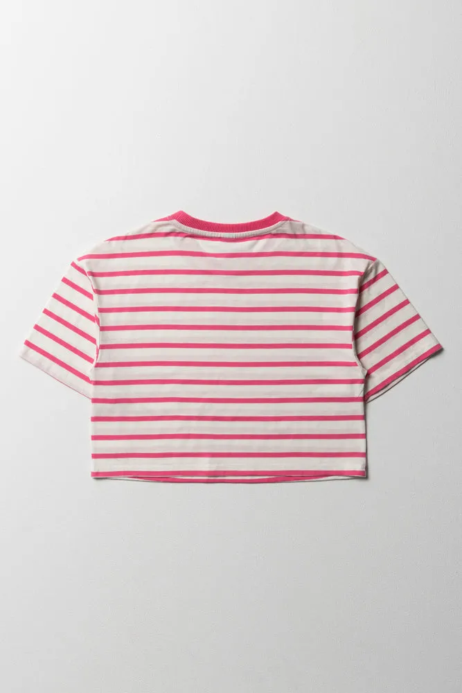 Stripe Boxy Short Sleeve T-Shirt Pink