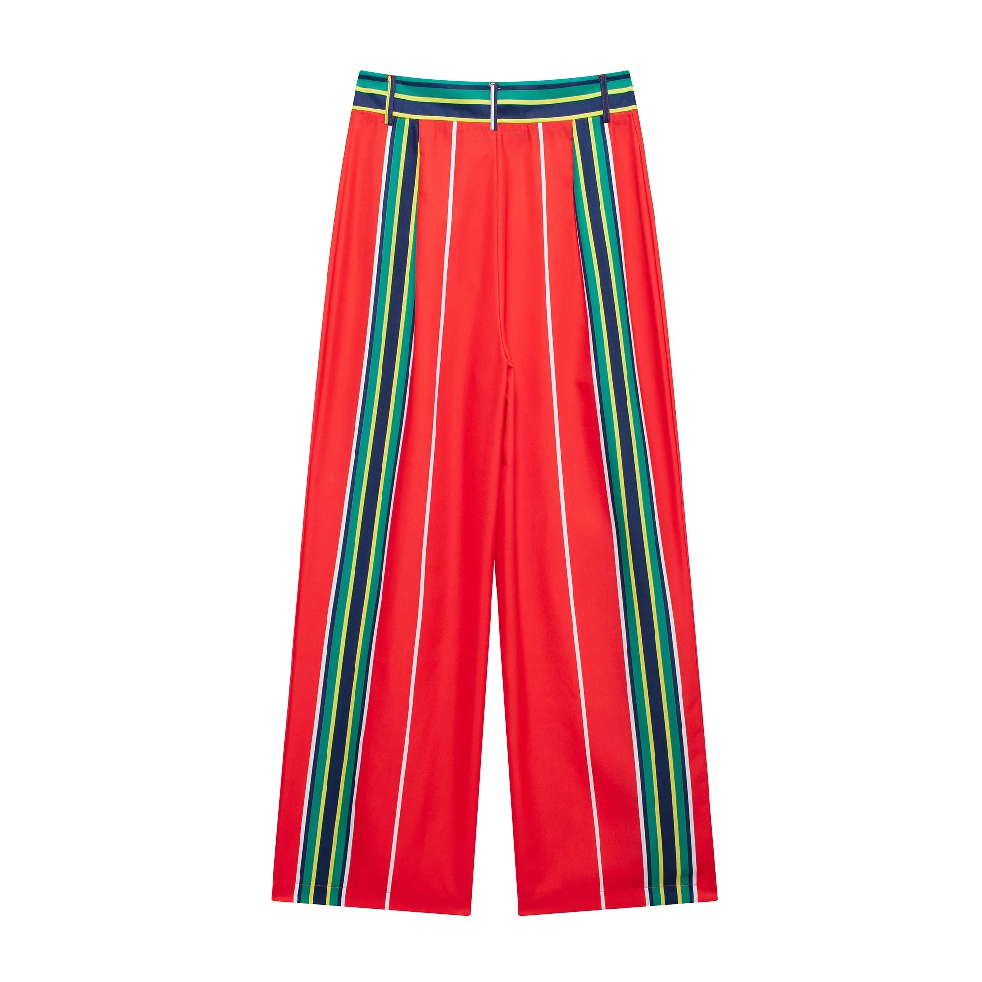 Striped Cropped High Waist Trousers