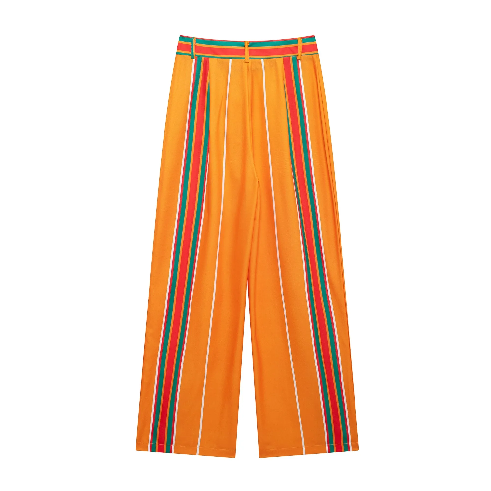 Striped Cropped High Waist Trousers