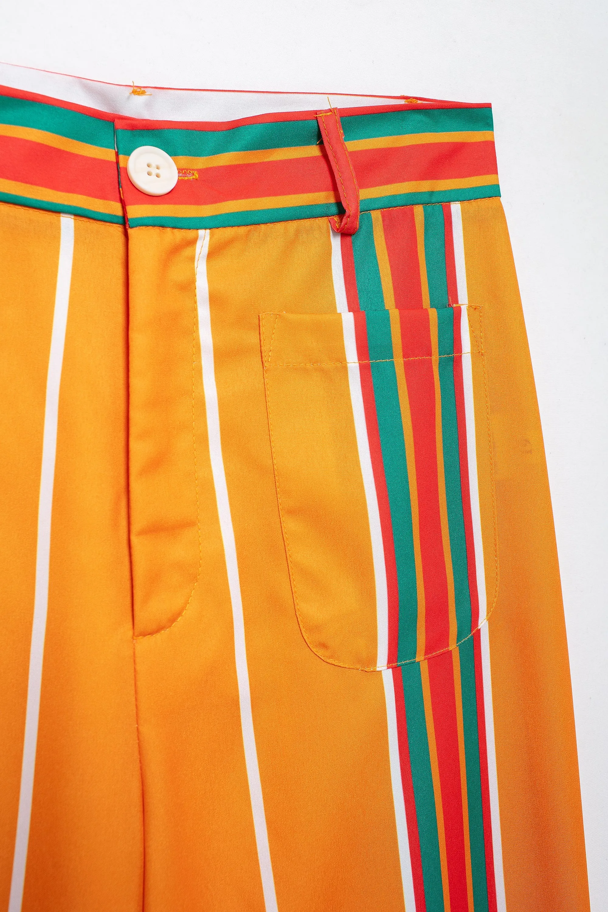 Striped Cropped High Waist Trousers