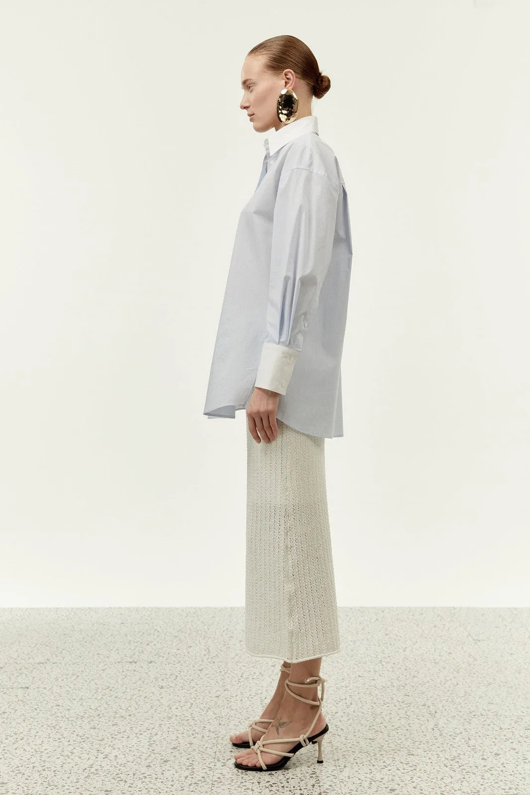 Stripes pointed-collar shirt - Light Blue