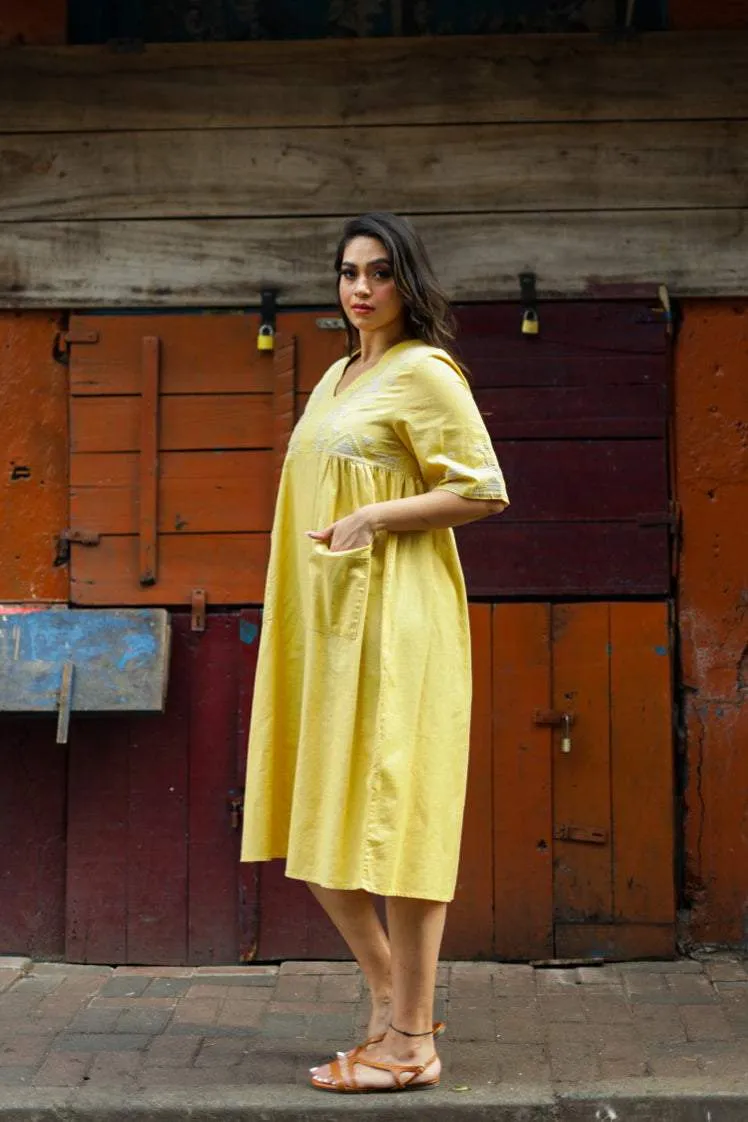 Sun Bloom Linen Dress