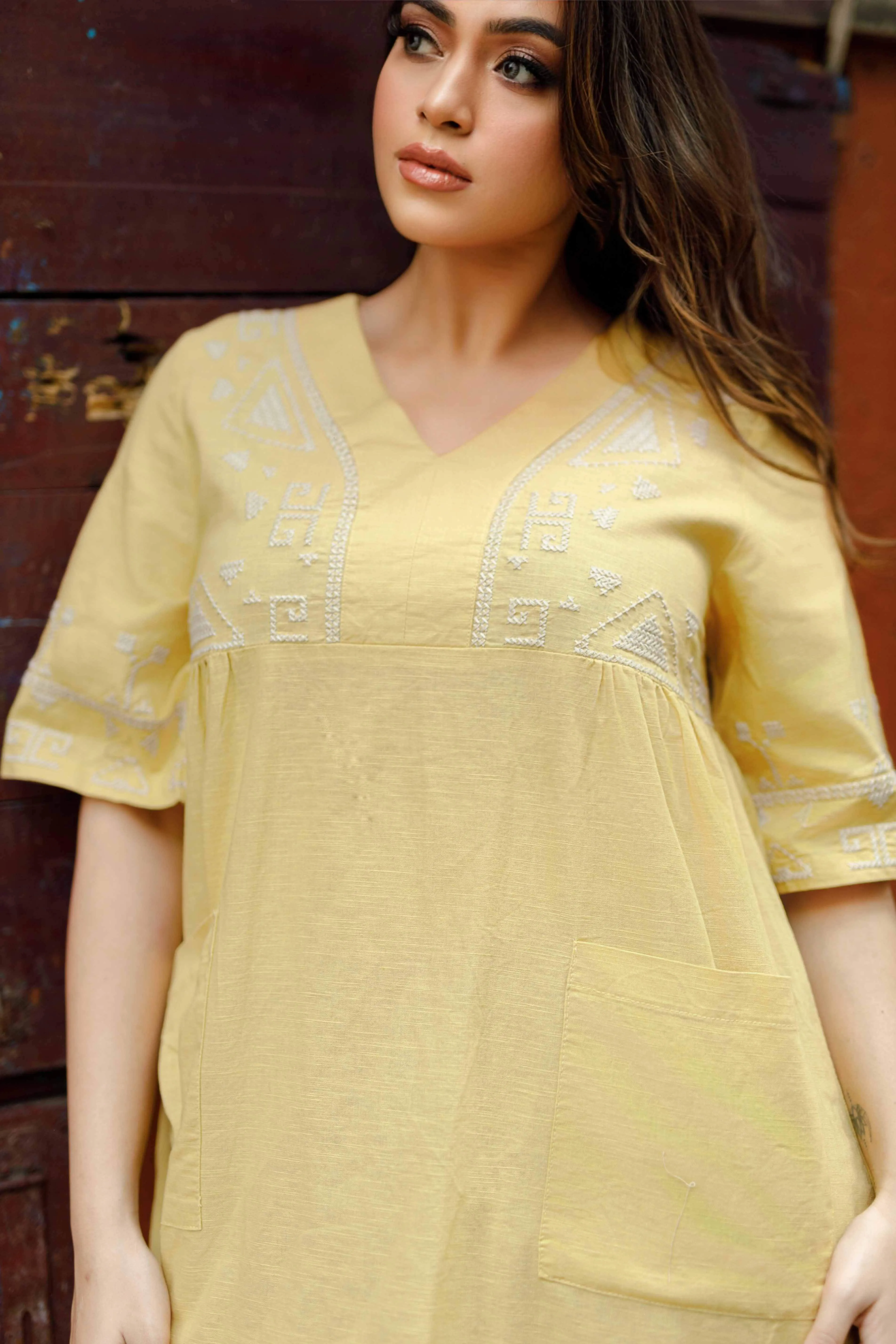 Sun Bloom Linen Dress