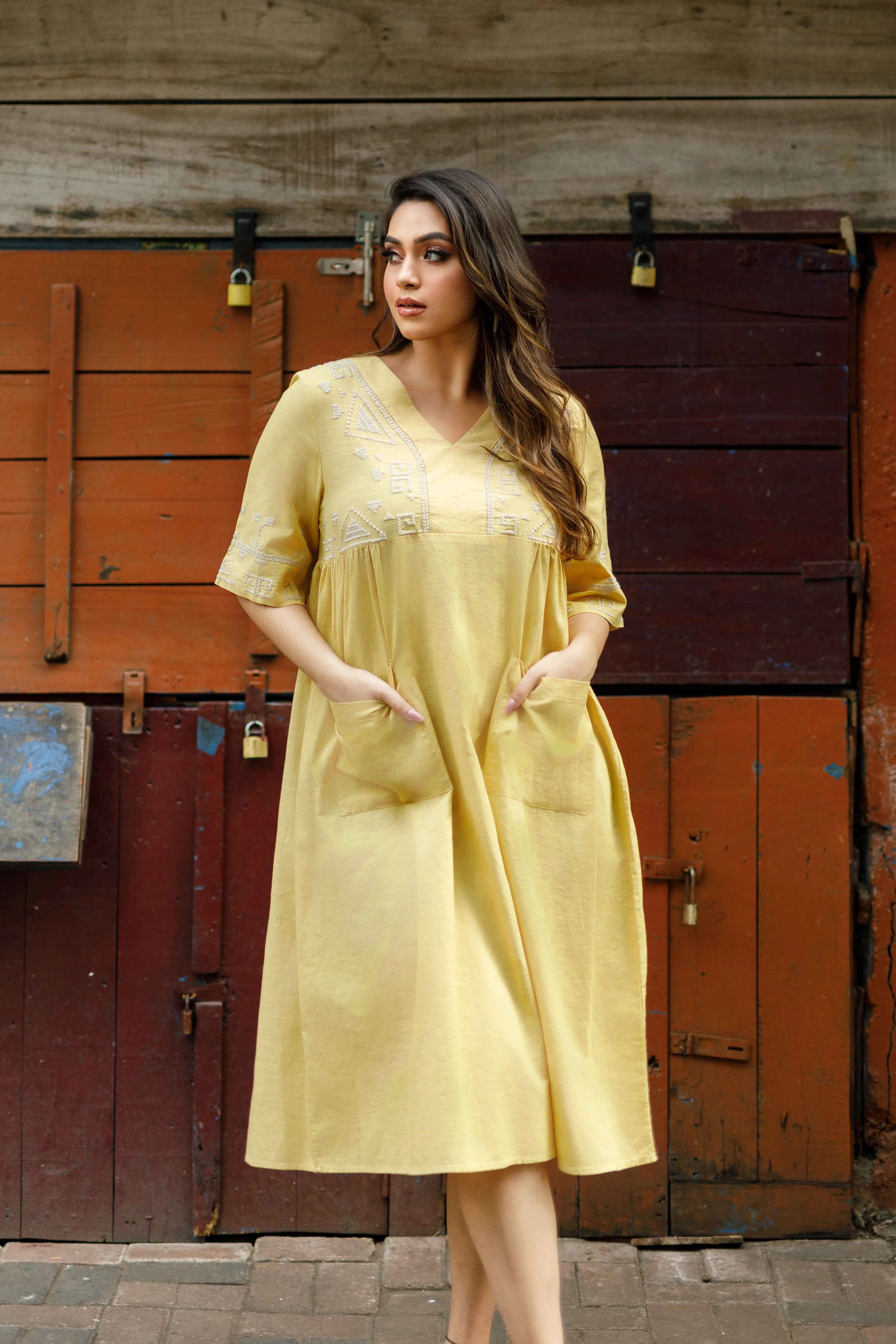Sun Bloom Linen Dress