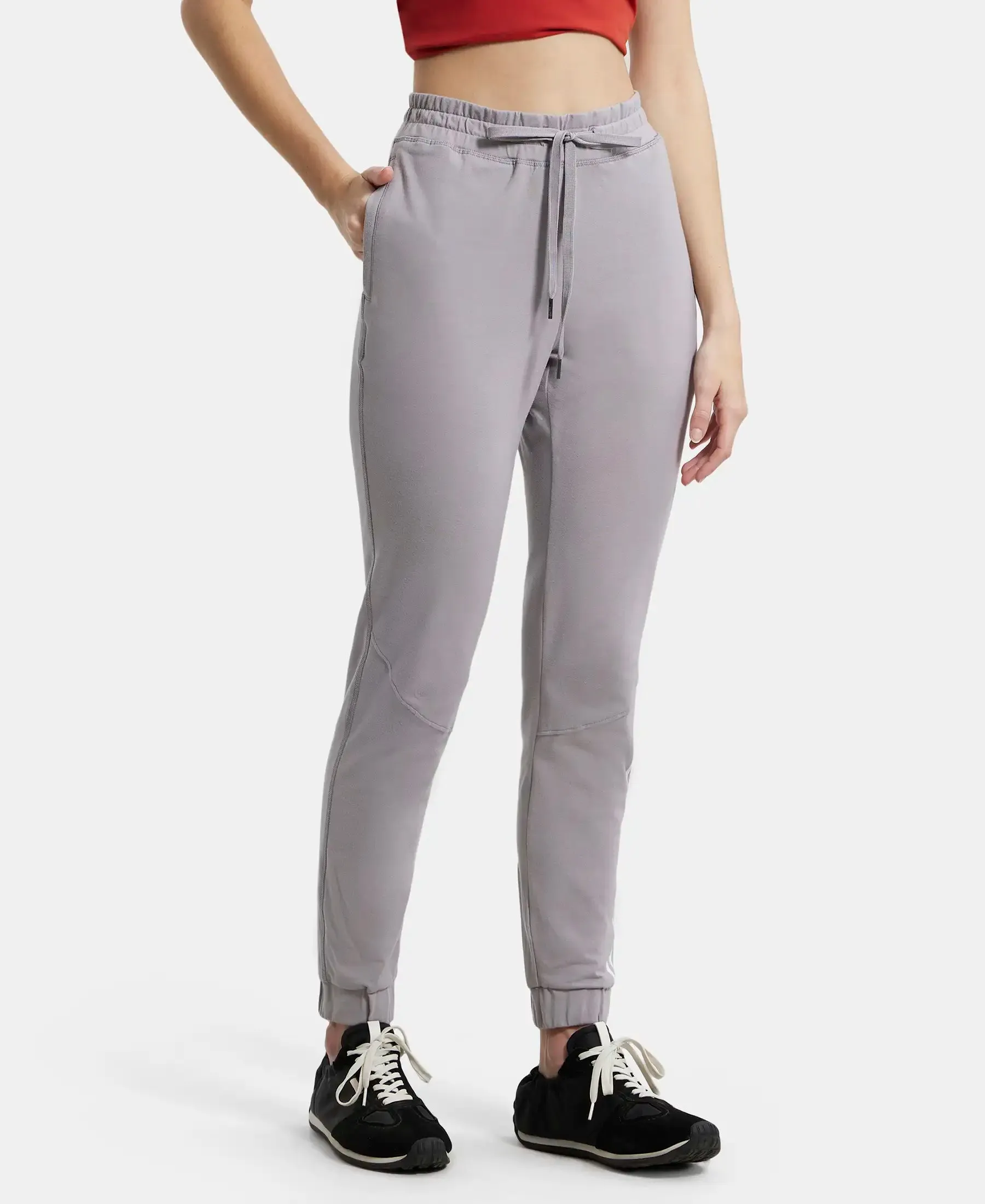 Super Combed Cotton Elastane Stretch Slim Fit Joggers with Side Pockets - Steel Grey
