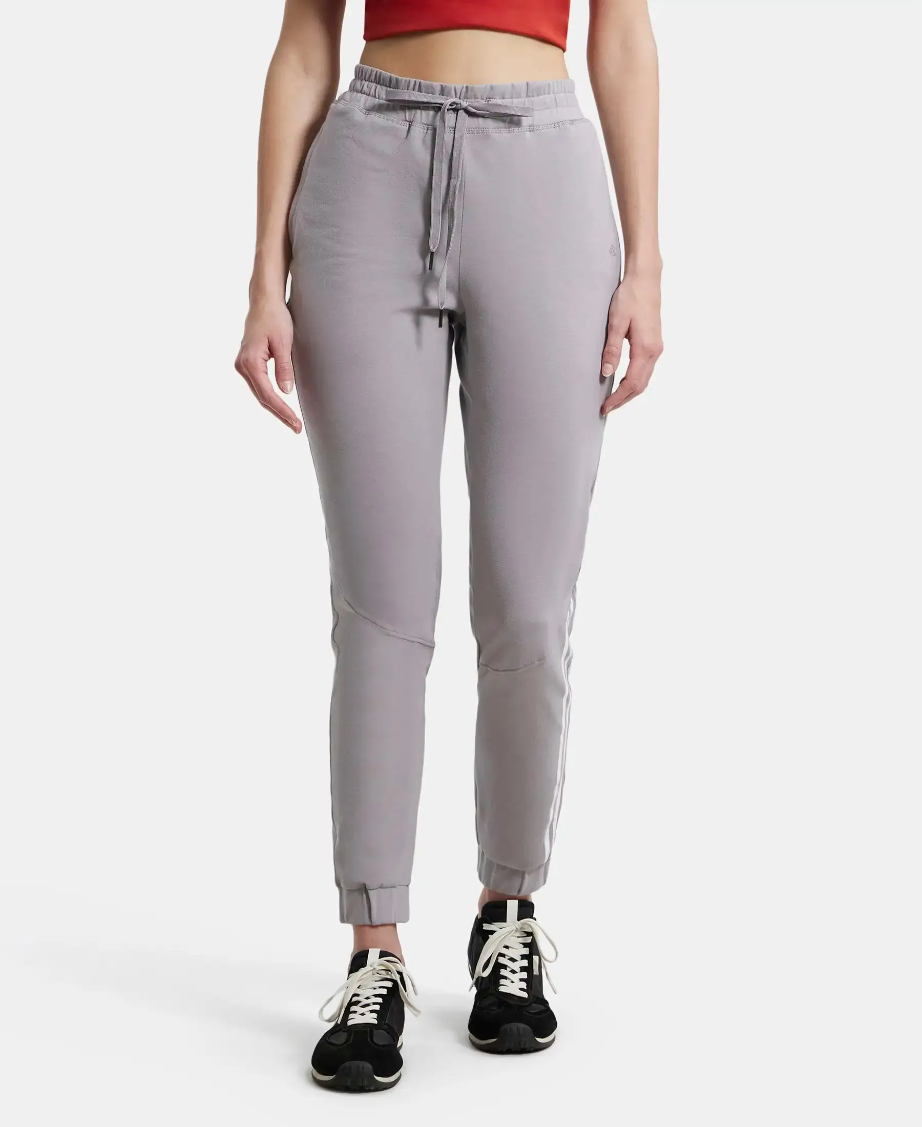 Super Combed Cotton Elastane Stretch Slim Fit Joggers with Side Pockets - Steel Grey