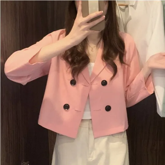 Sweet Colors Elegant Button Casual Blazers