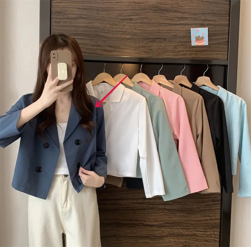 Sweet Colors Elegant Button Casual Blazers