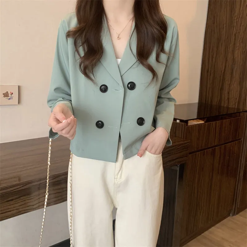 Sweet Colors Elegant Button Casual Blazers