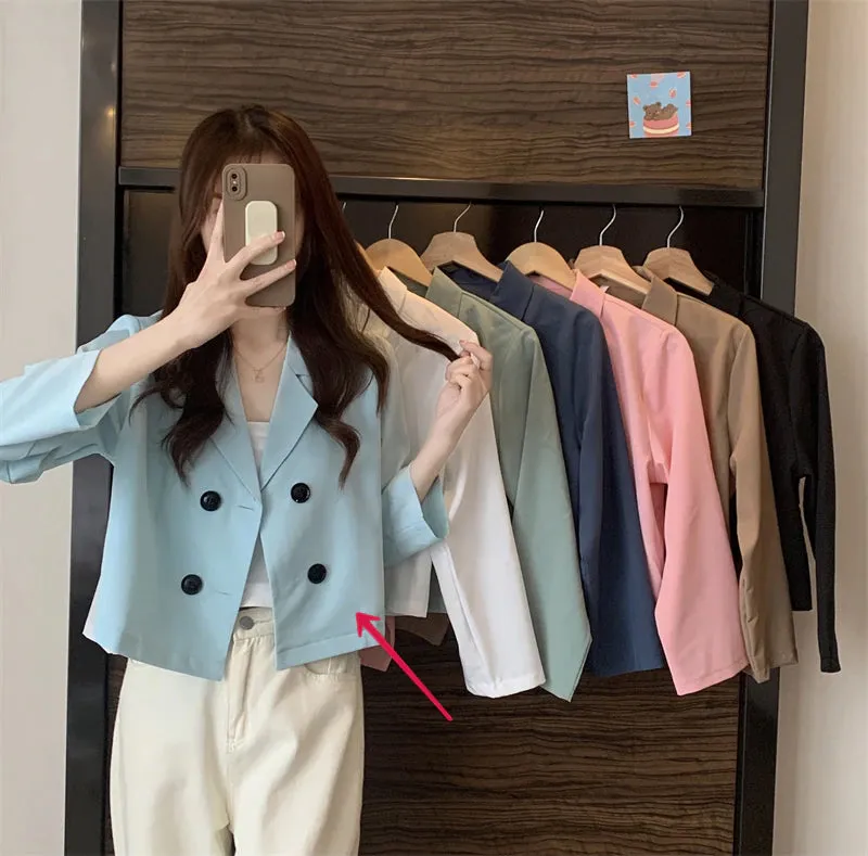 Sweet Colors Elegant Button Casual Blazers