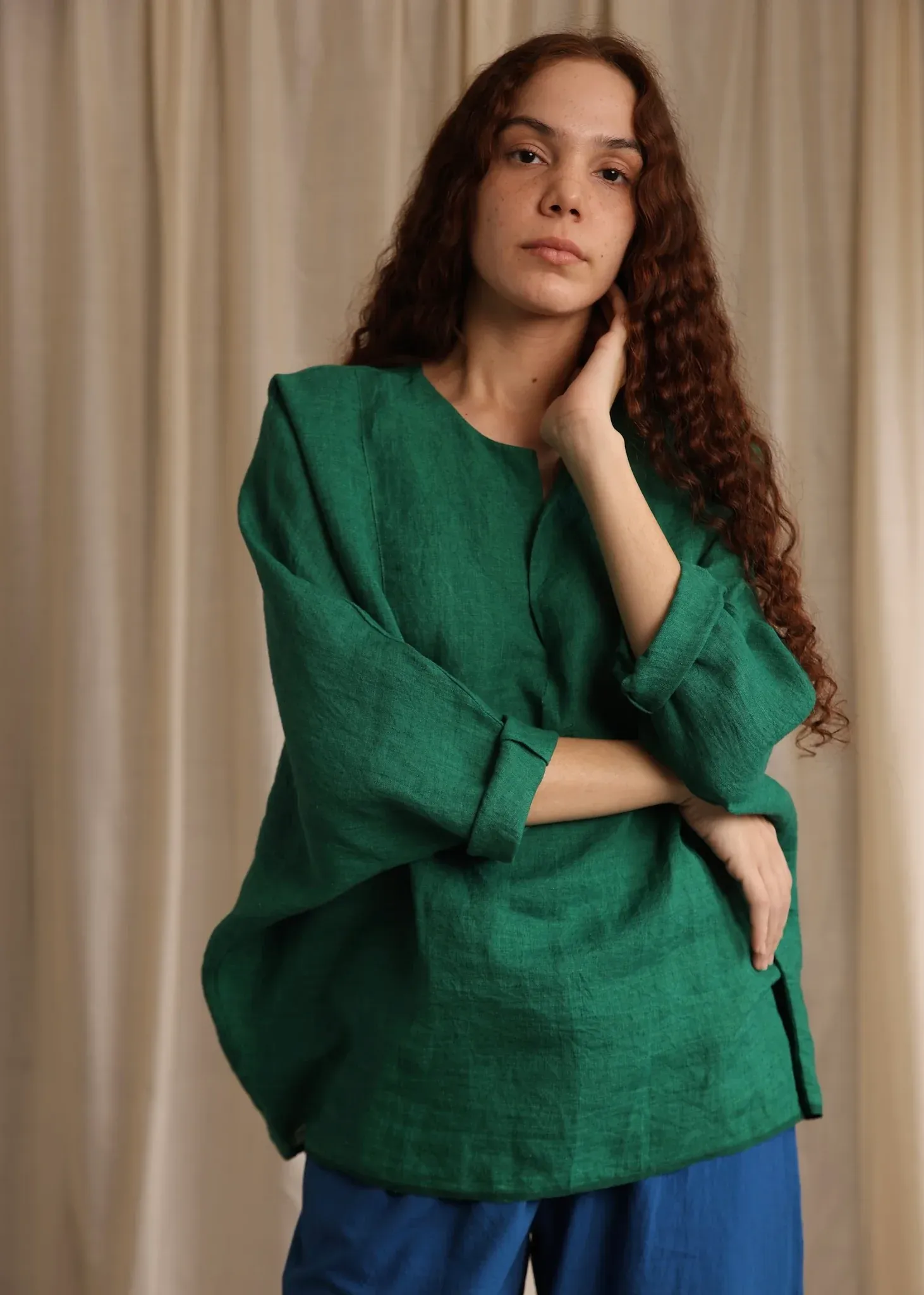 Sylvie | Green Linen Top