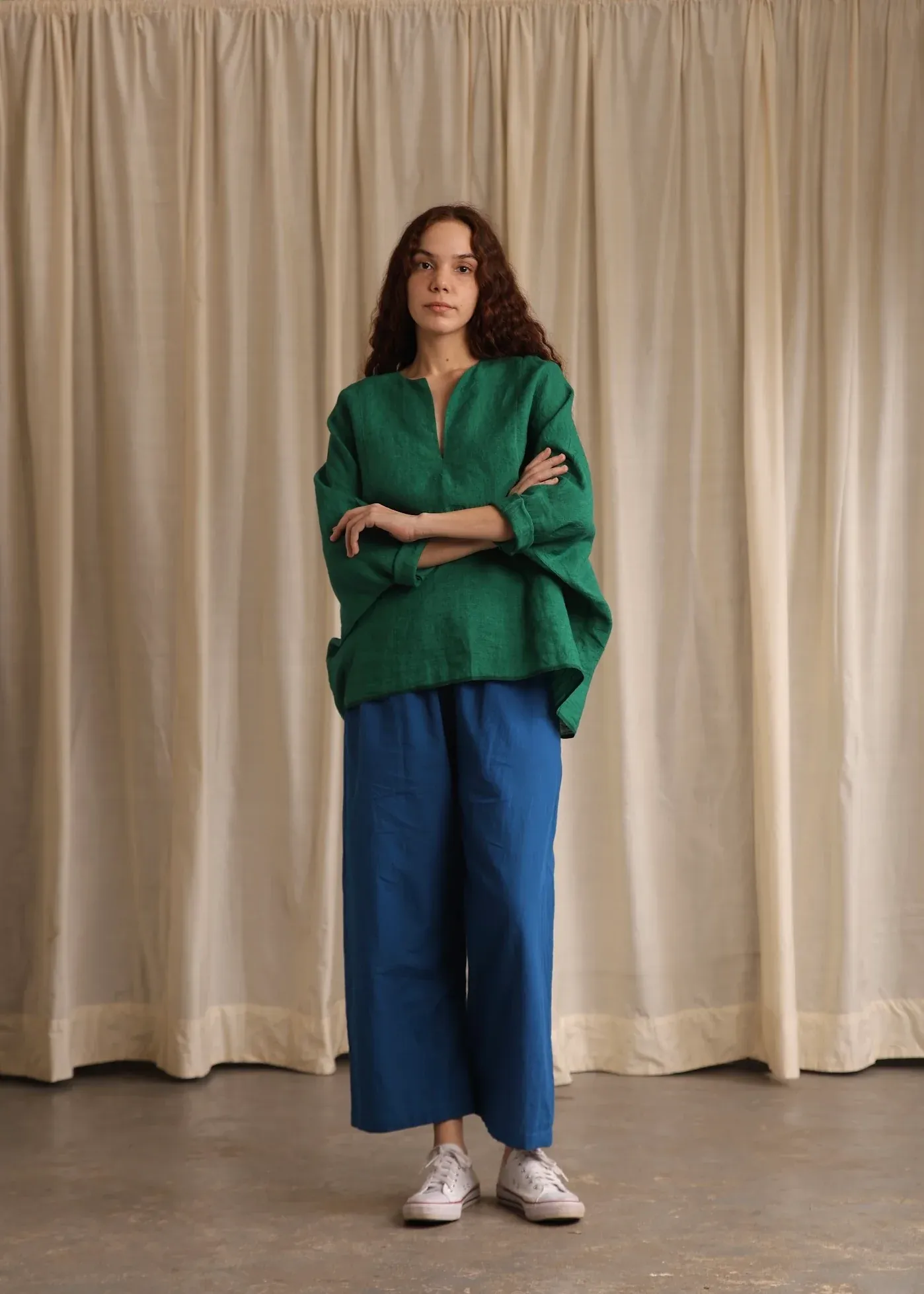 Sylvie | Green Linen Top