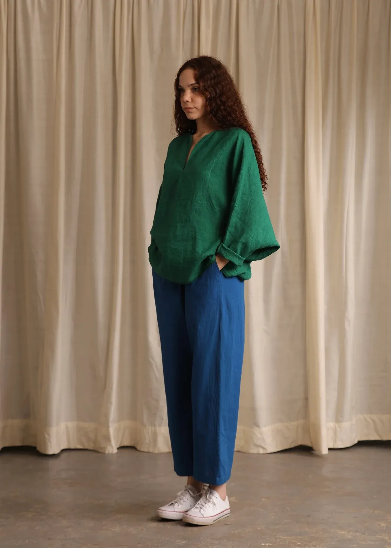 Sylvie | Green Linen Top
