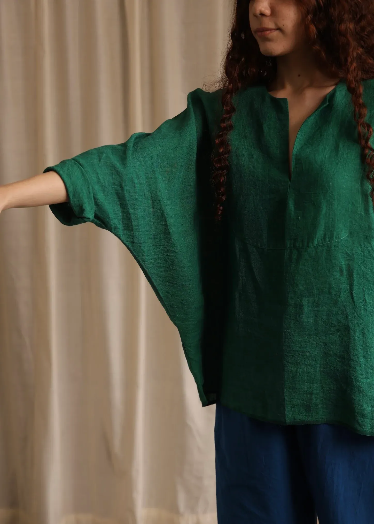 Sylvie | Green Linen Top