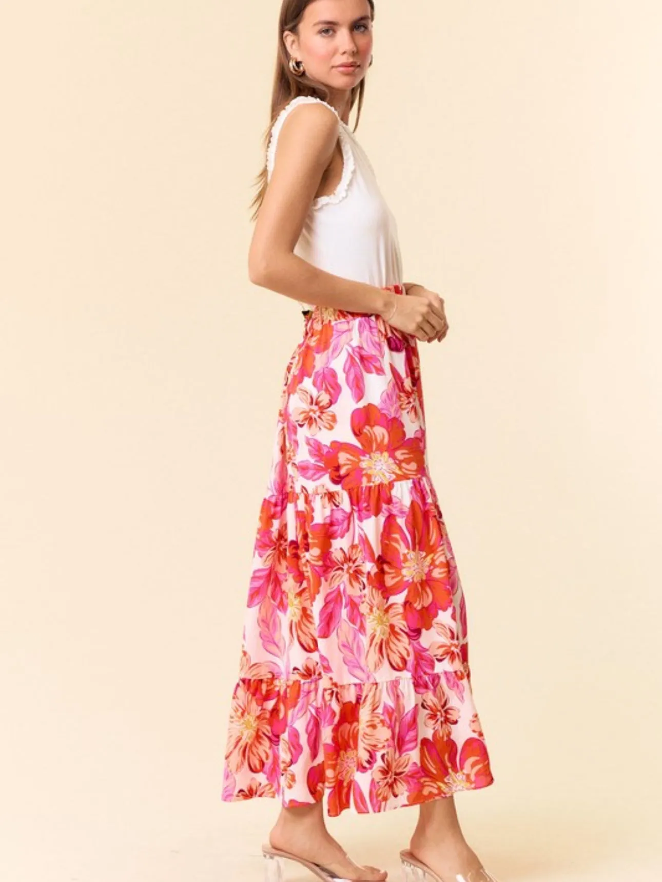 Tanner Maxi Skirt- Coral/Fuchsia