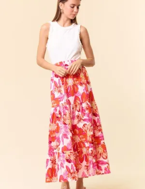 Tanner Maxi Skirt- Coral/Fuchsia