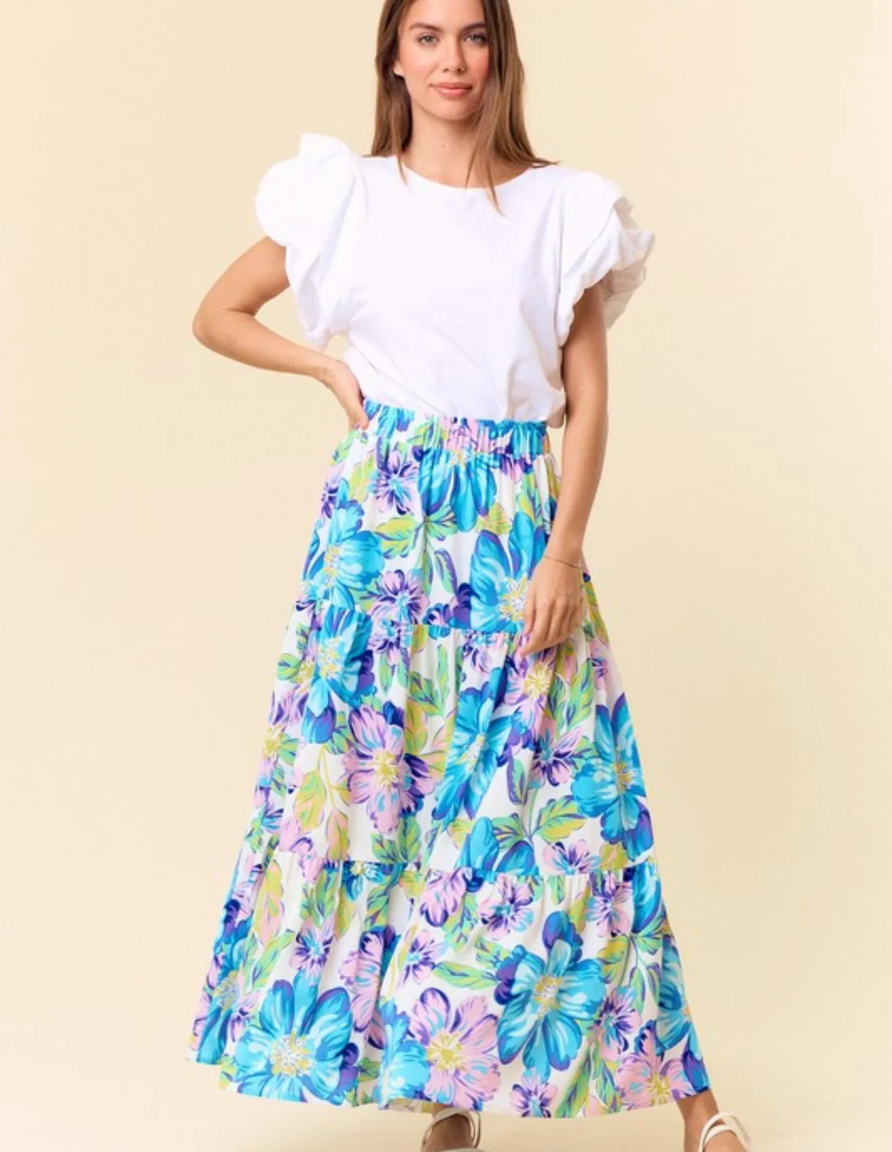 Tanner Maxi Skirt- Turquoise/Lavender