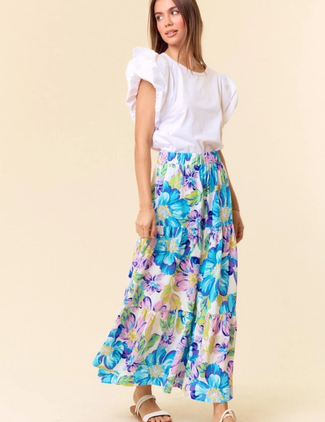 Tanner Maxi Skirt- Turquoise/Lavender