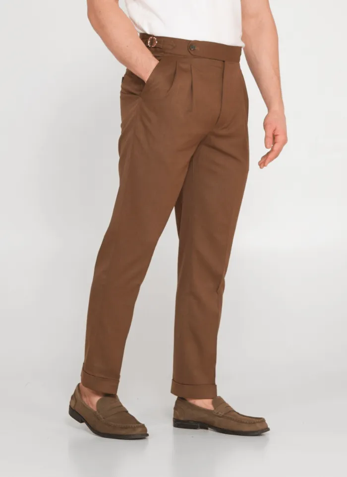 Tapered Linen Blend Trousers