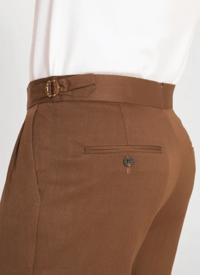 Tapered Linen Blend Trousers