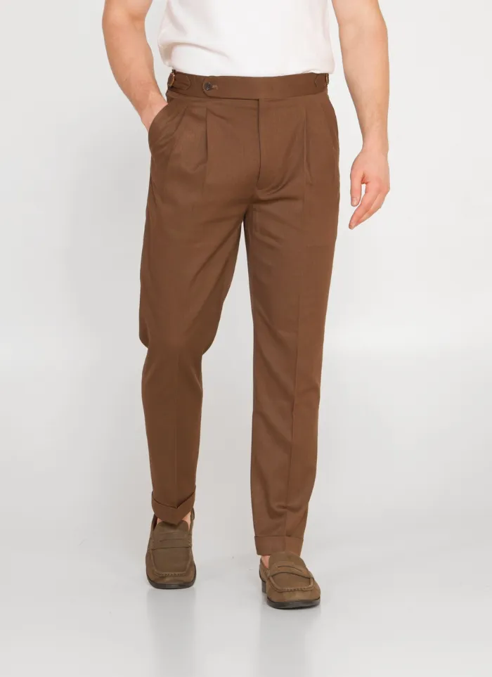 Tapered Linen Blend Trousers
