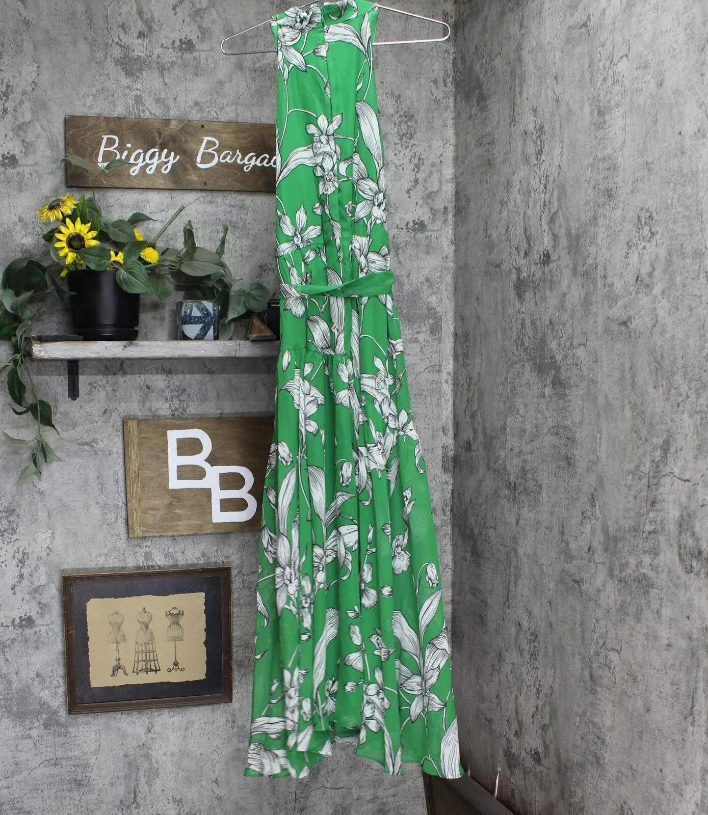 Taylor Womens Printed Crisscross Maxi Dress 2885M Shamrock Green 12