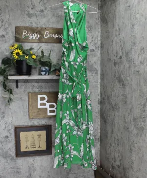 Taylor Womens Printed Crisscross Maxi Dress 2885M Shamrock Green 12