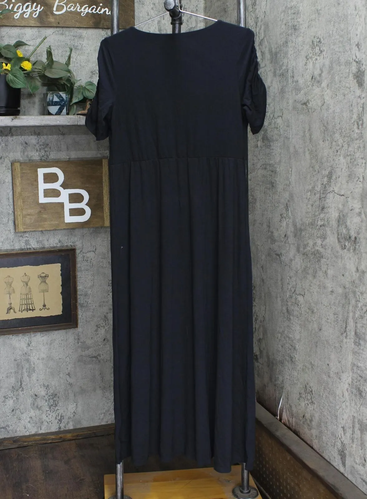 The Nines by Hatch Womens Ruched Sleeve Flowy Maxi Dress 166c2b15702747 Black L