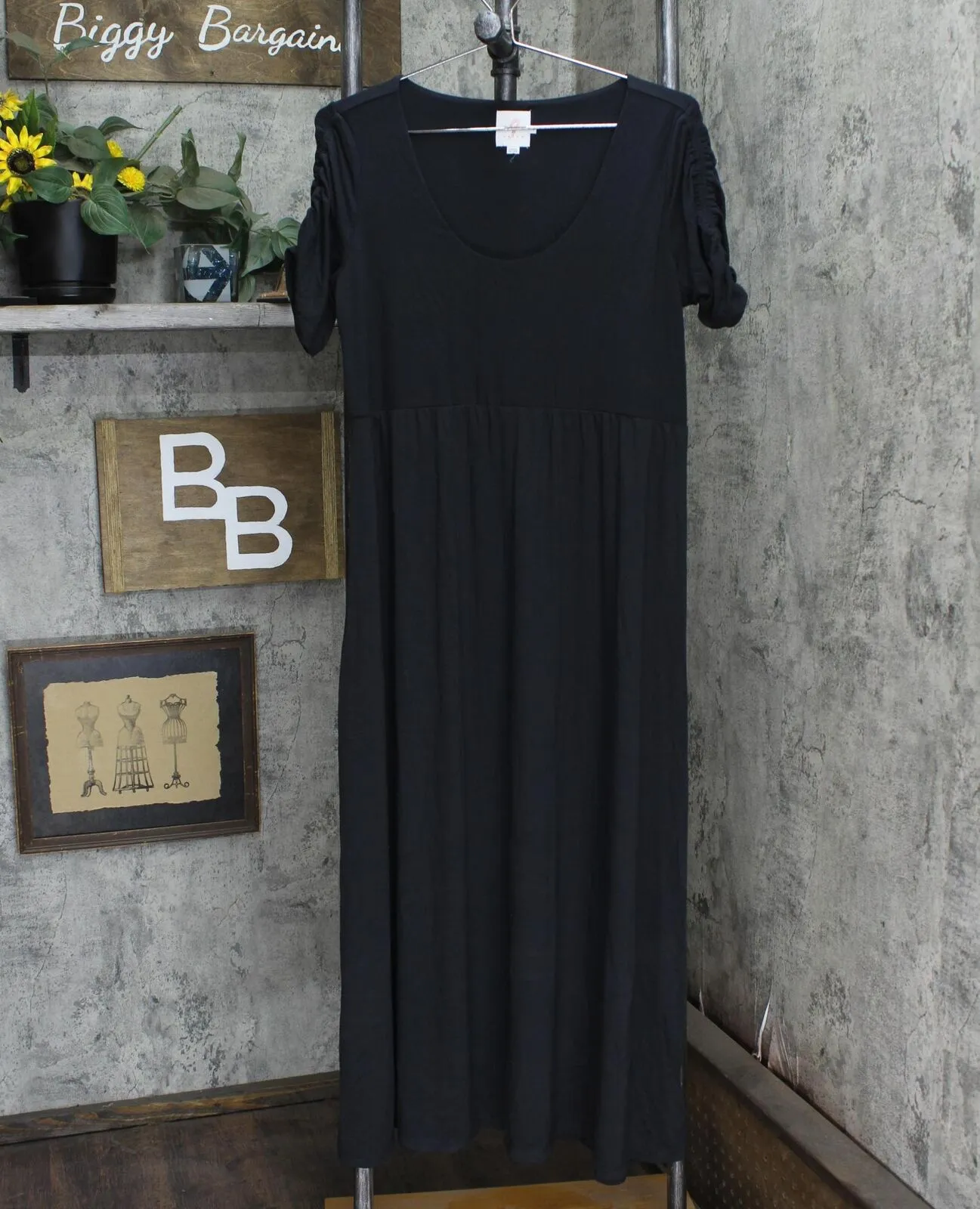 The Nines by Hatch Womens Ruched Sleeve Flowy Maxi Dress 166c2b15702747 Black L