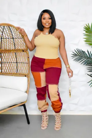 The “Slight Patchwork” Rust Joggers