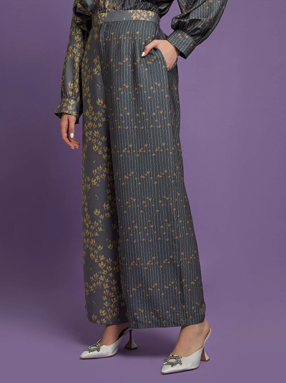TIARA WIDE LEG PANTS GREY
