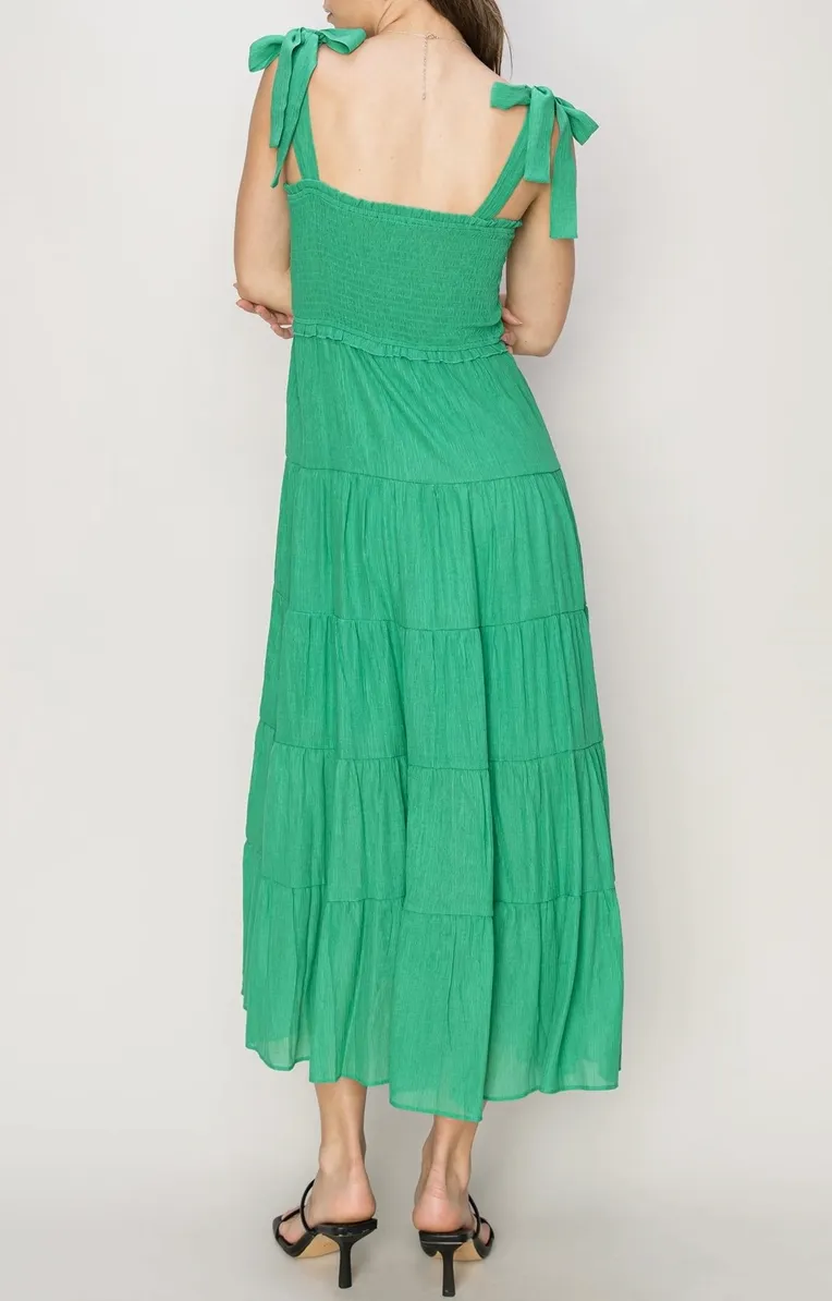 Tie Shoulder Tiered Maxi Dress