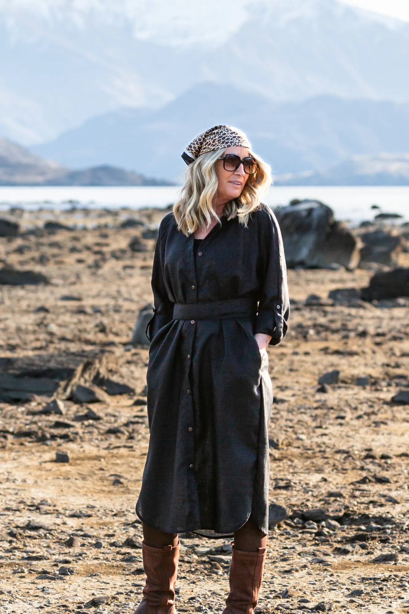 TMB Essential Linen Shirt Dress - Black