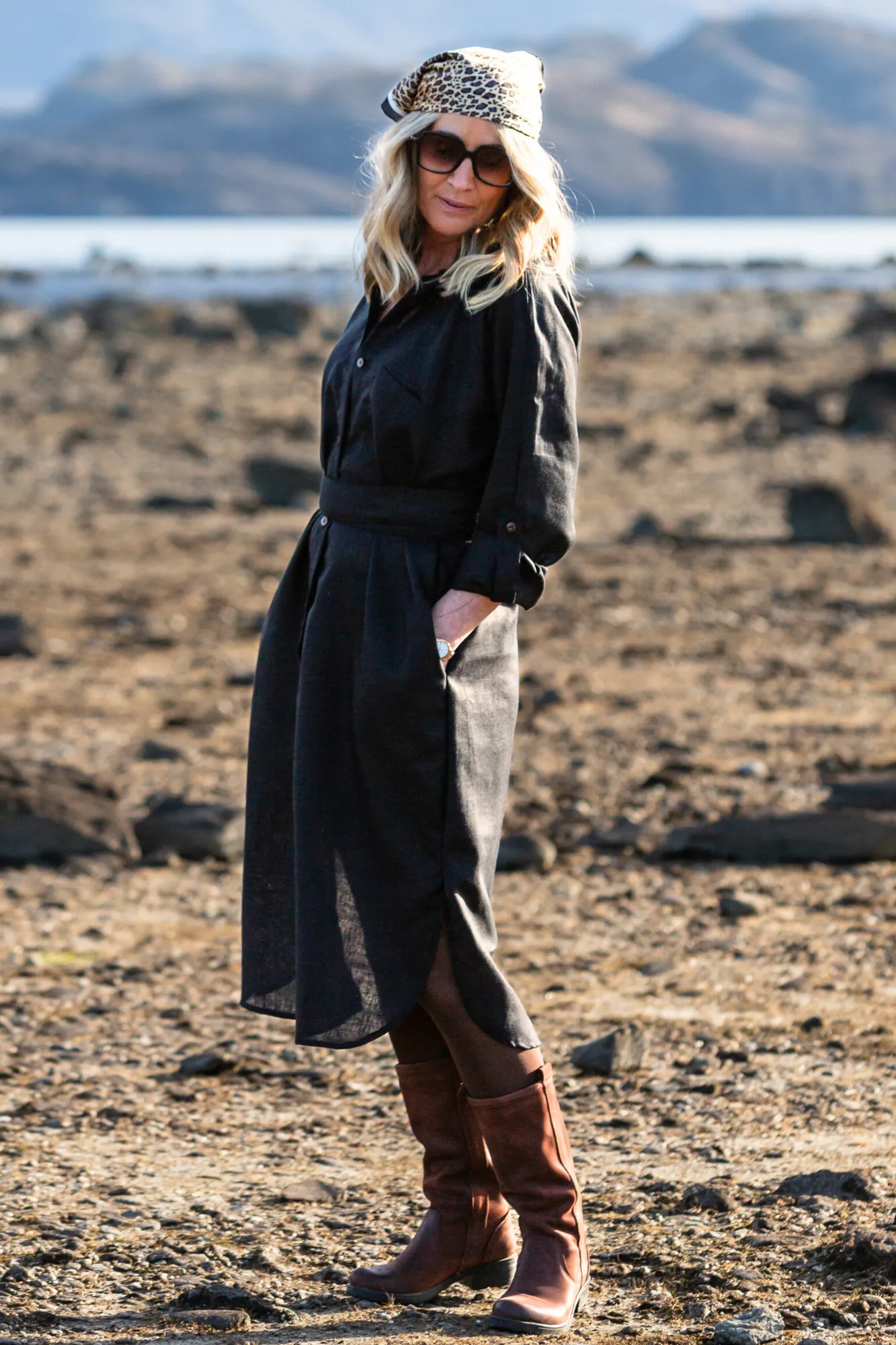 TMB Essential Linen Shirt Dress - Black
