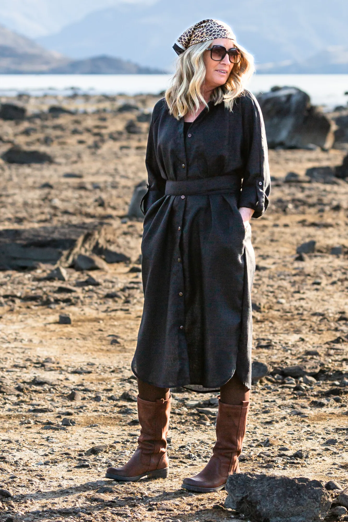 TMB Essential Linen Shirt Dress - Black