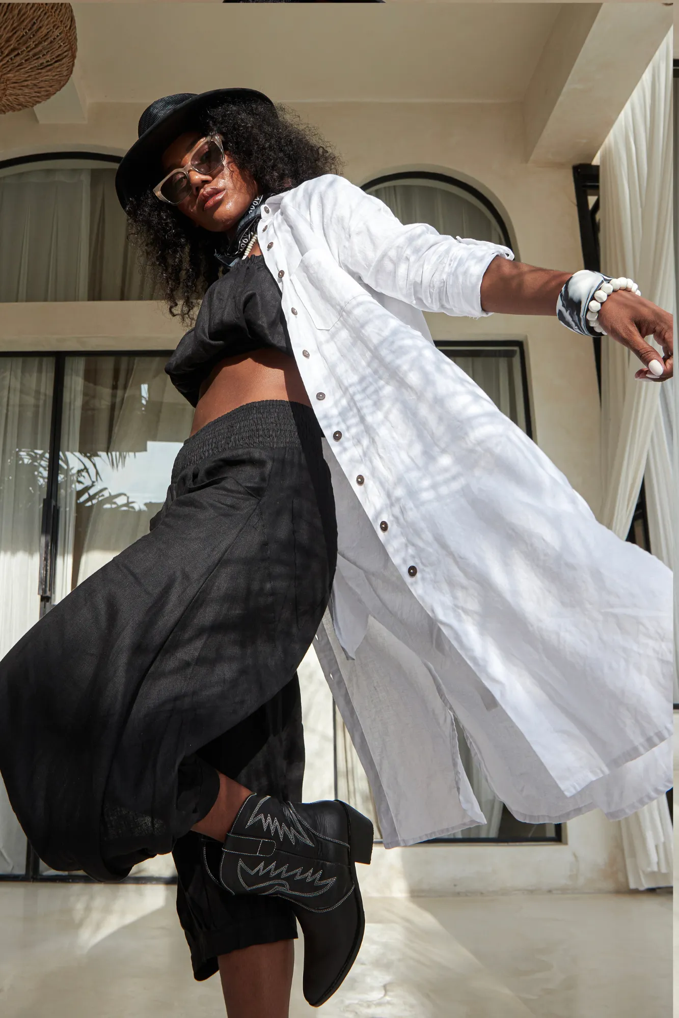 TMB Essential Linen Shirt Dress - White