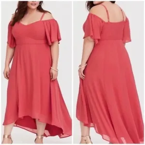 Torrid High Low Pink Chiffon Maxi Size 4.