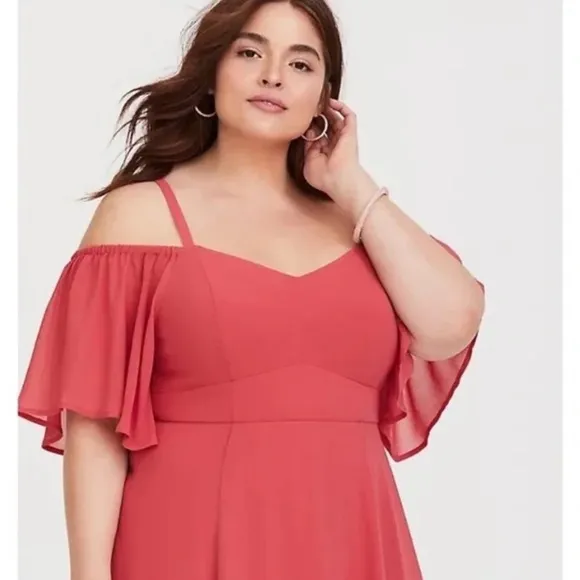 Torrid High Low Pink Chiffon Maxi Size 4.