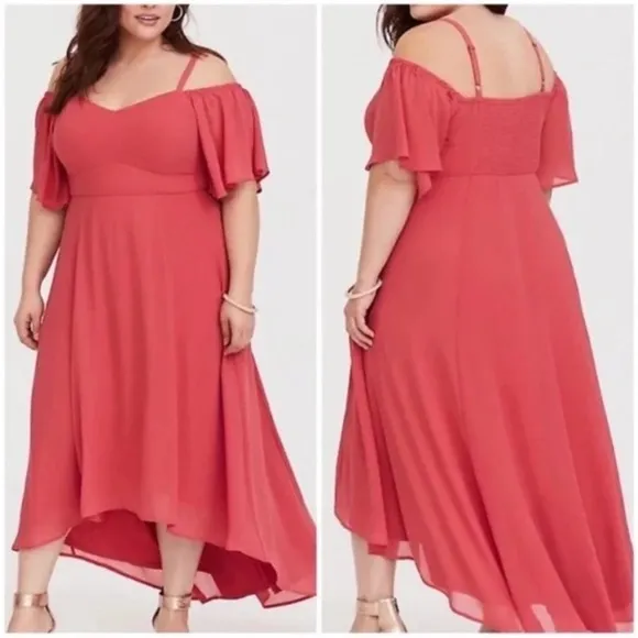 Torrid High Low Pink Chiffon Maxi Size 4.