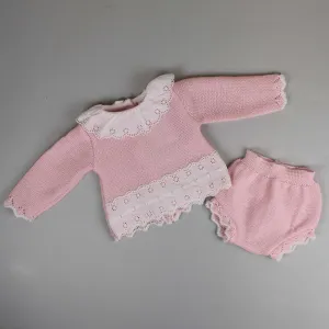 Two Piece Pink Knitted Outfit - Pex Clara