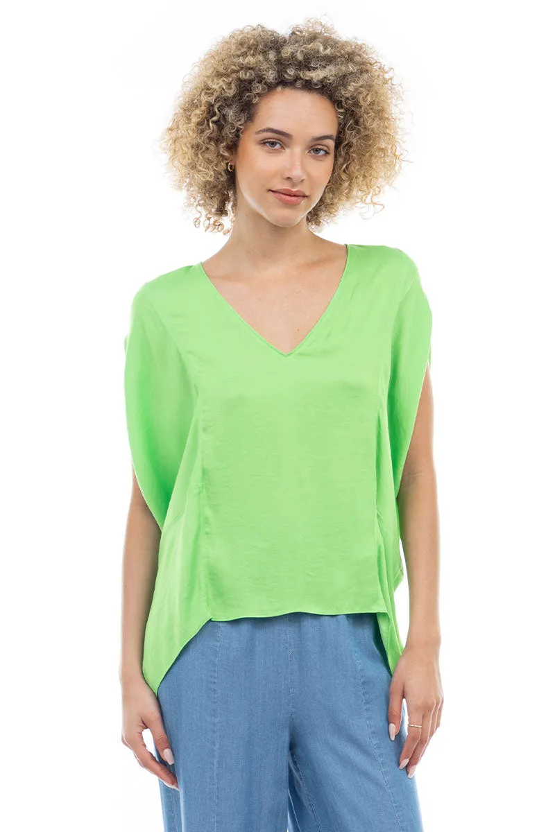V-Neck Draped Blouse With Elastic Back
