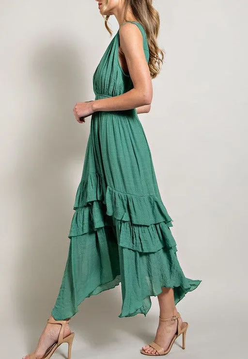 V-Neck Ruffle Maxi Dress