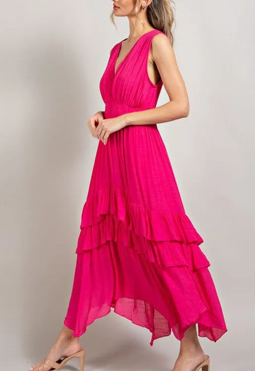 V-Neck Ruffle Maxi Dress