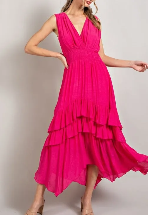 V-Neck Ruffle Maxi Dress
