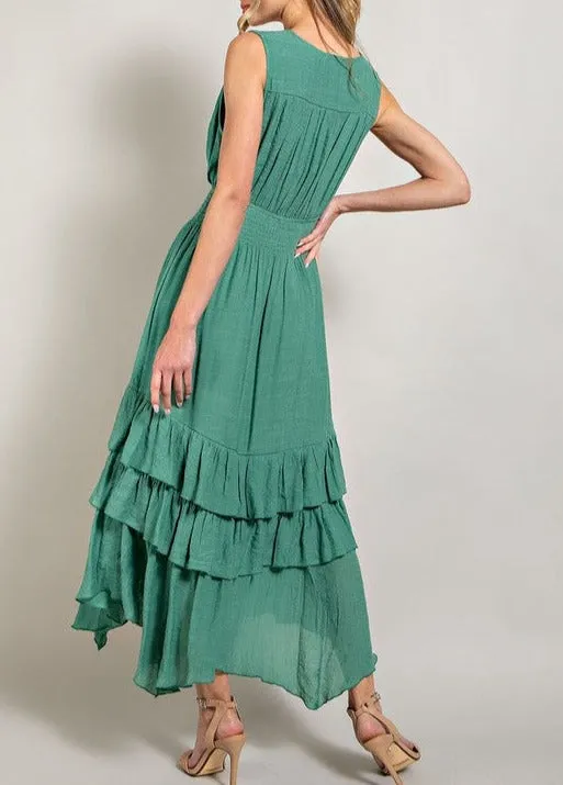 V-Neck Ruffle Maxi Dress