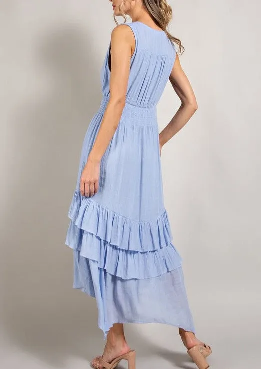V-Neck Ruffle Maxi Dress