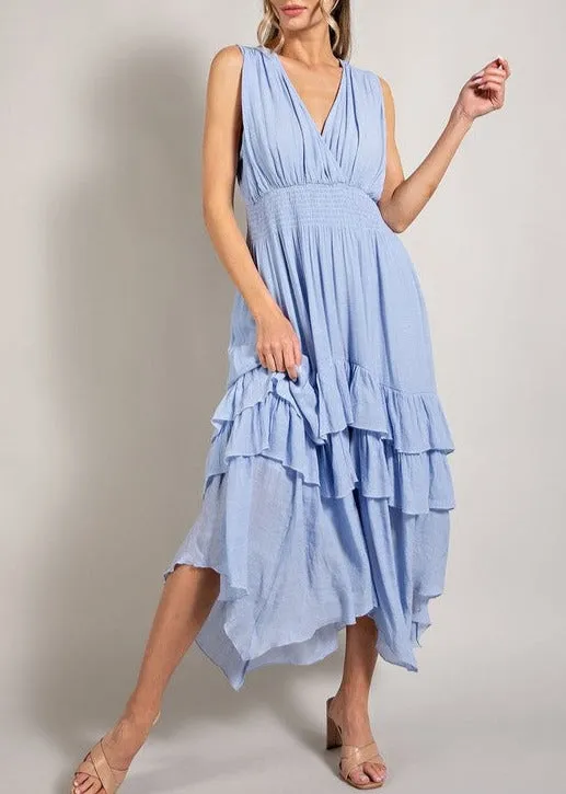 V-Neck Ruffle Maxi Dress