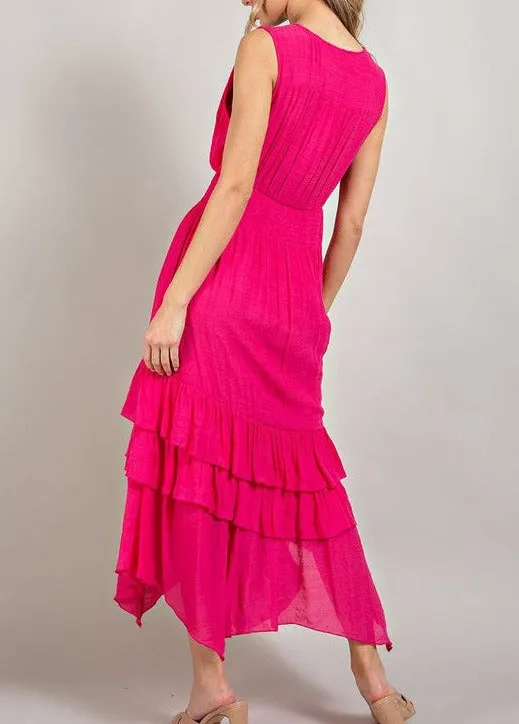V-Neck Ruffle Maxi Dress