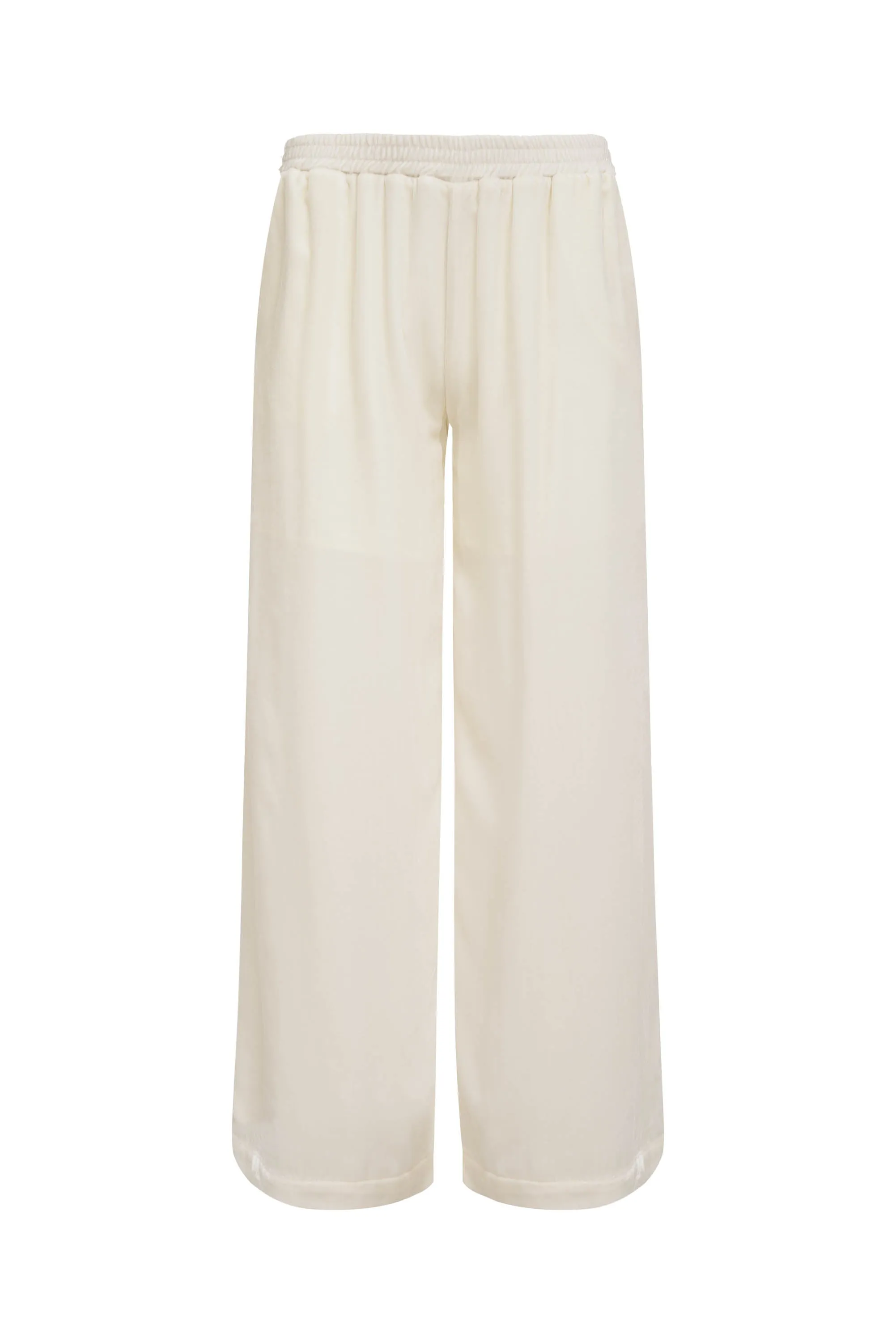 Velvet Wide Leg Pull-On Pants - Dove